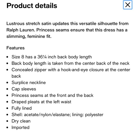 BNWT Lauren Ralph Lauren Satin Surplice Deep Sapphire Dress size 8 $194 - Picture 3 of 10